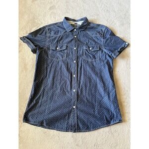 Buffalo David Bitton Mens Large‎ Short Sleeve Button Up Casual Shirt Blue